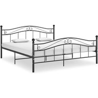 Bettgestell Doppelbett Bett für Schlafzimmer Schwarz Metall 140x200 cm DE69999 von MAISONCHIC