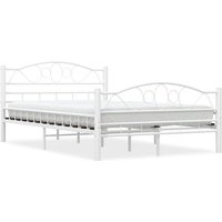 Bettgestell Doppelbett Bett für Schlafzimmer Weiß Metall 120x200 cm DE94864 von MAISONCHIC