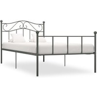 Bettgestell Einzelbett Bett für Schlafzimmer Grau Metall 90×200 cm DE71074 von MAISONCHIC
