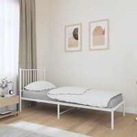 Bettgestell Einzelbett Bett für Schlafzimmer mit Kopfteil Metall Weiß 80x200 cm DE72655 von MAISONCHIC
