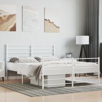 Bettgestell mit Kopf- und Fußteil, Doppelbett, Schlafzimmerbett Metall Weiß 135x190 cm LLLA170053 Maisonchic von MAISONCHIC