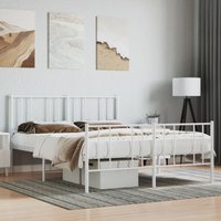 Bettgestell mit Kopf- und Fußteil, Doppelbett, Schlafzimmerbett Metall Weiß 140x200 cm LLLA979837 Maisonchic von MAISONCHIC