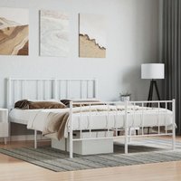 Bettgestell mit Kopf- und Fußteil, Doppelbett, Schlafzimmerbett Metall Weiß 150x200 cm LLLA838735 Maisonchic von MAISONCHIC