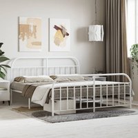 Bettgestell mit Kopf- und Fußteil, Doppelbett, Schlafzimmerbett Metall Weiß 160x200 cm LLLA580182 Maisonchic von MAISONCHIC