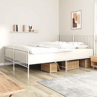Bettgestell mit Kopf- und Fußteil, Doppelbett, Schlafzimmerbett Metall Weiß 193x203 cm LLLA360935 Maisonchic von MAISONCHIC
