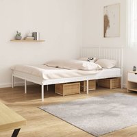 Bettgestell mit Kopfteil, Doppelbett, Schlafzimmerbett Metall Weiß 140x200 cm LLLA173170 Maisonchic von MAISONCHIC