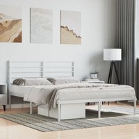Bettgestell mit Kopfteil, Doppelbett, Schlafzimmerbett Metall Weiß 140x200 cm LLLA351375 Maisonchic von MAISONCHIC
