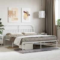 Bettgestell mit Kopfteil, Doppelbett, Schlafzimmerbett Metall Weiß 160x200 cm LLLA864061 Maisonchic von MAISONCHIC