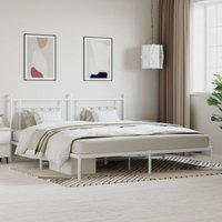 Bettgestell mit Kopfteil, Doppelbett, Schlafzimmerbett Metall Weiß 193x203 cm LLLA954539 Maisonchic von MAISONCHIC
