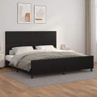 Bettgestell mit Kopfteil Doppelbett Bett für Schlafzimmer Schwarz 200x200 cm Kunstleder DE59452 von MAISONCHIC