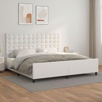 Bettgestell mit Kopfteil Doppelbett Bett für Schlafzimmer Weiß 200x200 cm Kunstleder DE66911 von MAISONCHIC