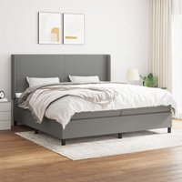 Boxspringbett mit Matratze Doppelbett Bett für Schlafzimmer Dunkelgrau 200x200 cm Stoff DE65234 von MAISONCHIC