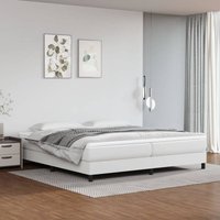 Boxspringbett mit Matratze Doppelbett Bett für Schlafzimmer Weiß 200x200 cm Kunstleder DE40427 von MAISONCHIC