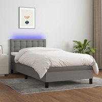 Boxspringbett mit Matratze & led Bett für Erwachsene Schlafzimmerbett Dunkelgrau 100x200 cm Stoff NGIVN8180264 Bonnevie von BONNEVIE