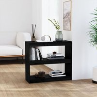 Bücherregal Küchenregal Regal für Wohnzimmer Büro und Flur Schwarz 80x30x71,5 cm Massivholz Kiefer DE57579 von MAISONCHIC