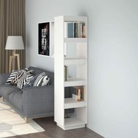 Bücherregal Küchenregal Regal für Wohnzimmer Büro und Flur Weiß 40x35x167 cm Massivholz Kiefer DE88603 von MAISONCHIC