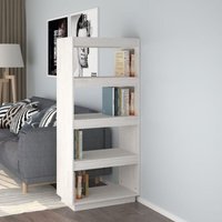Bücherregal Küchenregal Regal für Wohnzimmer Büro und Flur Weiß 60x35x135 cm Massivholz Kiefer DE87222 von MAISONCHIC