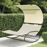 Maisonchic - Doppel-Schaukelliege Gartenliege Sonnenliege Relaxliege für Garten, Balkon und Terrrasse mit Sonnendach Creme DE42813 von MAISONCHIC