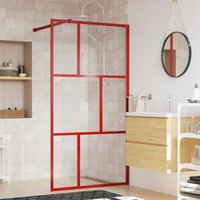 Duschwand für Begehbare Dusche,Duschtrennwand,Duschabtrennung mit esg Klarglas Rot 100x195 cm CIW88095 Maisonchic von MAISONCHIC