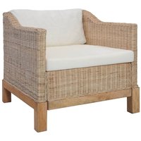 Einzelstuhl,Relaxsessel,Sessel mit Auflagen Natur Rattan -65398 - Braun von MAISONCHIC