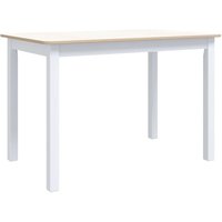 Esstisch Tisch für Wohnzimmer, Küche, Esszimmer Weiß und Braun 114x71x75 cm Gummiholz Massiv DE51734 von MAISONCHIC