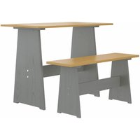 Esstisch Tisch für Wohnzimmer, Küche, Esszimmer mit Bank Honigbraun und Grau Massivholz Kiefer DE90916 von MAISONCHIC