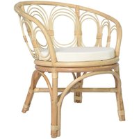 Esszimmerstuhl Wohnzimmerstuhl Küchenstuhl mit Auflage Natur Rattan und Leinenbezug RKYJ49223 Maisonchic von MAISONCHIC