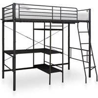 Etagenbett Bett für Schlafzimmer Bettgestell mit Tischrahmen Schwarz Metall 90x200 cm DE65066 von MAISONCHIC