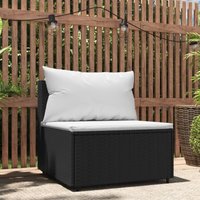 Garten-Mittelsofa mit Kissen,Gartensofa, Loungesofa,Gartenbank Schwarz Poly Rattan VMEC115573 Maisonchic von MAISONCHIC