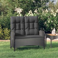 Maison Chic - Gartenbank mit Liegefunktion & Kissen Ruhebank Gartenstuhl 107cm Poly Rattan Schwarz XZZZ766101 BonneVie von MAISON CHIC