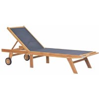 Maisonchic - Gartenliege Sonnenliege Klappbar Relaxliege für Garten, Balkon und Terrrasse mit Rollen Teak Massivholz und Textilene DE18826 von MAISONCHIC