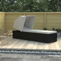 Gartenliege Sonnenliege Relaxliege für Garten, Balkon und Terrrasse mit Sonnenschutz und Auflagen Poly Rattan Cremeweiß DE48027 von MAISONCHIC