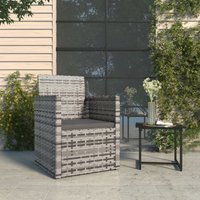 Gartensessel mit Kissen Gartenstuhl Stuhl für Garten Terrasse Balkon Grau Poly Rattan DE98849 von MAISONCHIC