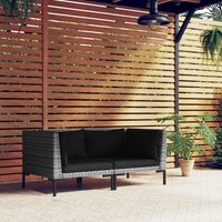 Gartensofa Loungesofa Sitzgruppe s 2 Stk. mit Kissen Halbrundes Poly Rattan DE86286 von MAISONCHIC