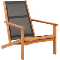 Gartenstuhl Gartensessel Stuhl für Garten Terrasse Balkon Schwarz Eukalyptus Massivholz und Textilene DE67044 von MAISONCHIC