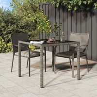 Gartentisch,Terrassentisch,Gartenmöbel,Balkontisch 90x90x75 cm Gehärtetes Glas Poly Rattan Grau VMEC351761 Maisonchic von MAISONCHIC