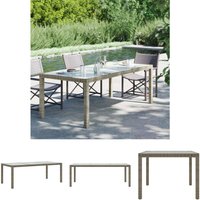 Gartentisch Esstisch - Balkontisch Grau 190x90x75 cm Hartglas und Poly Rattan BV360027 - BonneVie von BONNEVIE