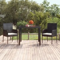 Maisonchic - Gartentisch,Terrassentisch,Gartenmöbel mit Glasplatte Schwarz 90x90x75 cm Poly Rattan VMEC845009 von MAISONCHIC