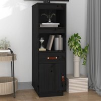 Highboard Sideboard Kommode für Wohnzimmer Küche Schwarz 34x40x108,5 cm Massivholz Kiefer DE17917 von MAISONCHIC