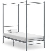 Himmelbett Einzelbett Bett für Schlafzimmer Grau Metall 100x200 cm DE46240 von MAISONCHIC