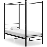 Himmelbett Einzelbett Bett für Schlafzimmer Schwarz Metall 90x200 cm DE10085 von MAISONCHIC