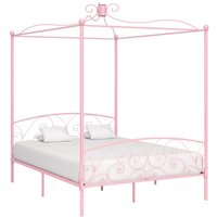 Himmelbett-Gestell Doppelbett Bett für Schlafzimmer Rosa Metall 180 x 200 cm DE78797 von MAISONCHIC