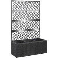 Hochbeet，Blumenkasten，Pflanzkasten mit Rankgitter 3 Töpfe 83×30×130cm Poly Rattan Schwarz VMEC513661 MaisonChic von MAISONCHIC