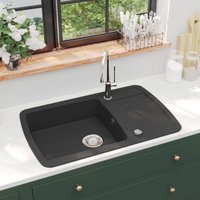 Maisonchic - Küchenspüle Granitspüle Spülen mit 1 Becken Spülbecken Schwarz DE34849 von MAISONCHIC