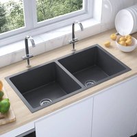 Küchenspüle Handgemachte Einbauspüle Spülen mit 1 Becken Spülbecken Schwarz Edelstahl DE28671 von MAISONCHIC