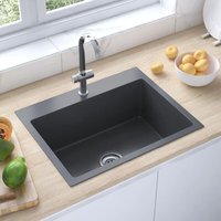 Küchenspüle Handgemachte Einbauspüle Spülen mit 1 Becken Spülbecken Schwarz Edelstahl DE88538 von MAISONCHIC
