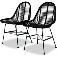 Küchenstühle moderne,Esszimmerstuhl, Essstühle 2 Stk. Natur Rattan Schwarz -66414 - Schwarz von MAISONCHIC