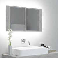 Maisonchic - LED-Bad-Spiegelschrank, Badschrank mit Spiegel, Badezimmerschrank Betongrau 80x12x45 cm Acryl KLI24266 von MAISONCHIC
