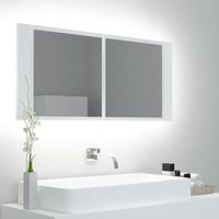 LED-Bad-Spiegelschrank,Bad Hängeschrank,Wandschrank Weiß 100x12x45 cm Acryl CCA299167 Maisonchic von MAISONCHIC