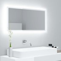 Maisonchic - LED-Badspiegel,Wandspiegel,Badzimmer Spiegel Hochglanz-Weiß 90x8,5x37 cm Acryl AGHDE978204 von MAISONCHIC